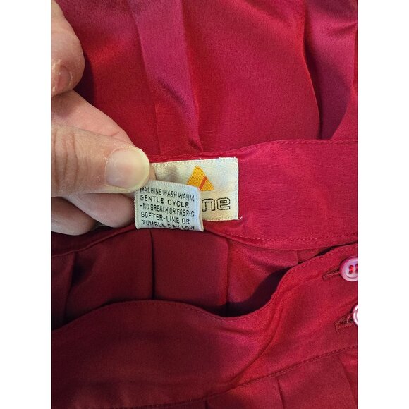 VTG Liz Claiborne Pleated Midi Skirt Button Side Geometric Print Red/Blue/Tan - Picture 5 of 7